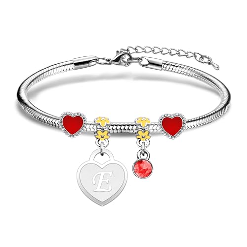 Hcvone Pulseiras letra inicial para mulher pulseira pendente forma de coração prateado nome A-Z jóias presente originais aniversário Natal para amigas filha irmã, 17 cm, Tamanho Único, Não aplicável