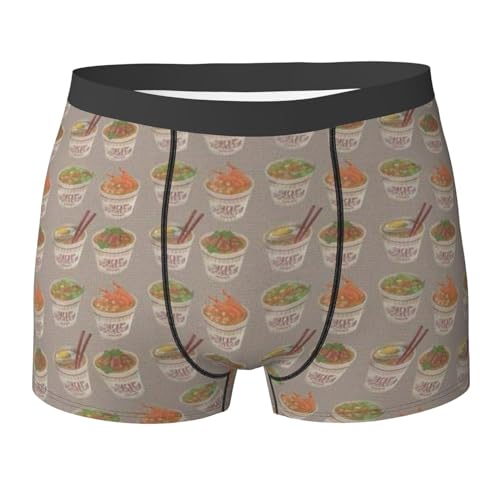 JEWOSS Egg Cup Noodle Ramen Print Boxer Underwear For Men–stylish Personality–soft And Comfortable. Black
