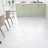 Wallercity 16PCS White/Red Marble Peel and Stick Floor Tiles Thick Non-Slip Vinyl Flooring Sheets for Bathroom Kitchen RV 12x12 Inch Square Waterproof Floor Stickers for Hallway Bedrom Living Room
