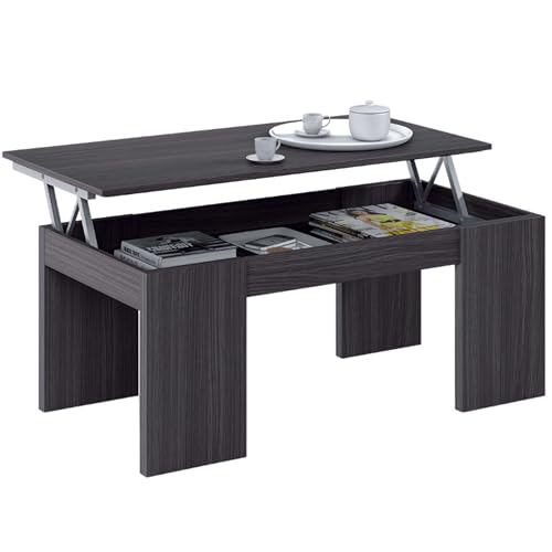 Habitdesign Mesa de Centro Elevable Kendra Color Gris Ceniza salón Comedor Estilo Industrial Mueble 43-54x100x50-68 cm
