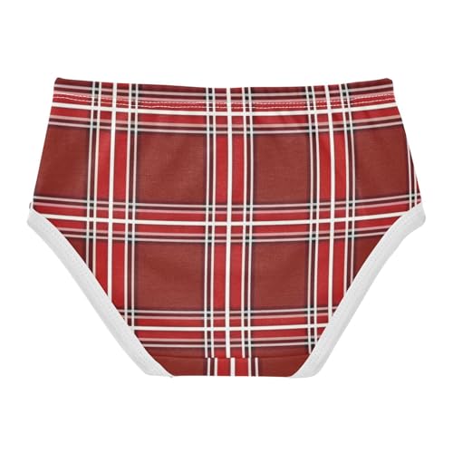 Red Plaid Christmas Girls' Moisture-Wicking Panties Briefs Underwear for Toddler Girls in Sizes 2T,3T, 4T, 5T, 6Y and 8Y2