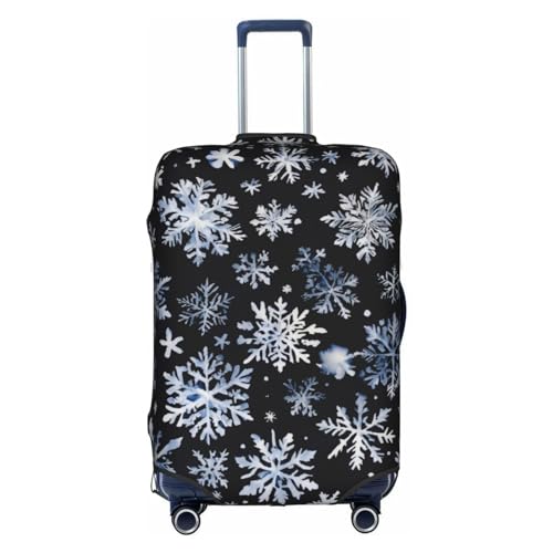 Snowman Stars And Snowflakes Print Travel Luggage Cover Suitcase Protector With Concealed Zipper Washable Elastic Cloth