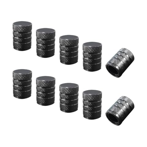 Ziciner 10 PCS Car Tire Valve Stem Caps, Anodized Aluminum Wheel Stem Covers, Corrosion Resistant Car Tire Air Caps, Vehicle Exterior Accessories for Car, Truck, Motorcycle, Bike (Black-10 PCS) Cover