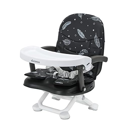UBRAVOO Baby Booster Seat for Dining Table with Removable Tray & Cushion, 3in1 Portable Toddler Booster Seat, 4 Height Adjustable Travel High Chair for Babies and Toddlers