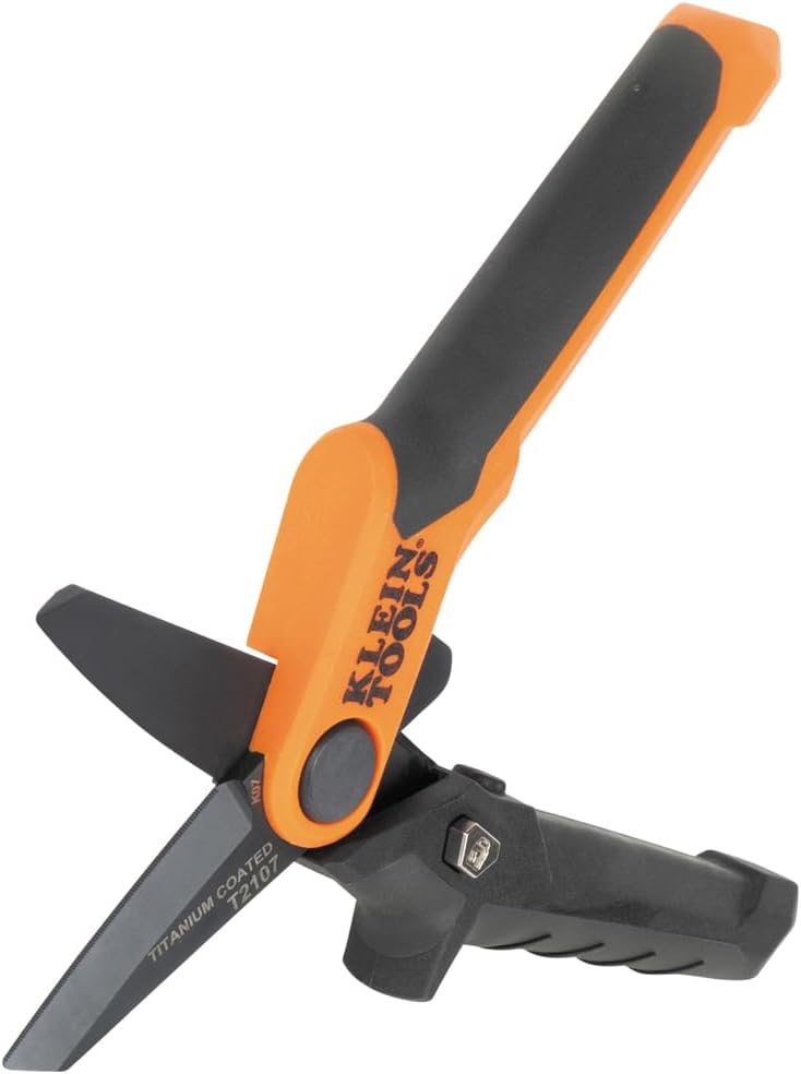 Klein Tools T2107 Titanium Coated Utility Scissors, Compact, Stainless Steel Shears, Serrated Blades, Cuts Heavy-Duty Materials, 7-Inch - Image 6