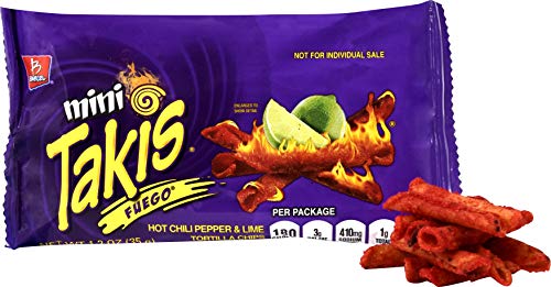 Barcel, Mini Takis, Fuego Rolled Tortilla Snacks, 25 Count (1.2 Ounce Each) #TOP3