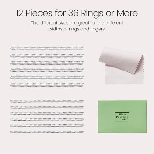 Meowoo Ring Sizers for Loose Rings, 12 pcs Coil Ring Size Adjuster, 2 Sizes for 2-5mm Band Widths, Ring Guards for Loose Rings with Polishing Cloth - Thumbnail 2