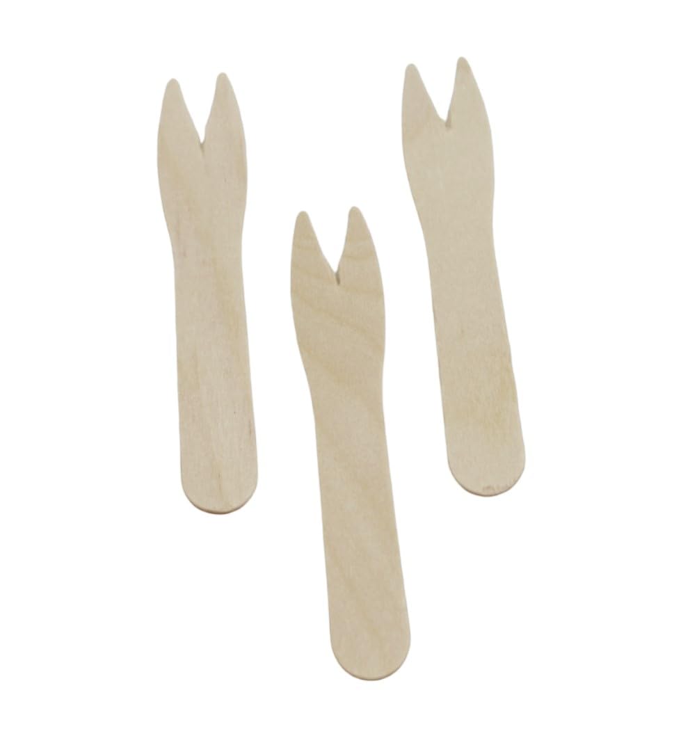 200 x Disposable Wooden Chip Forks 90mm | Ecofriendly Biodegradable Durable Fish Forks Chip Forks for Fish Chips Shops