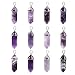 YIVSHINE Quartz Stones Pendant Wholesale 12PCS Natural Crystal Healing Point Chakra Reiki Pendants for Necklace Earrings Bracelet Jewelry Making(Amethyst)