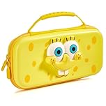 Numskull Spongebob Squarepants Face Hard Shell Travel Case for Nintendo Switch and OLED Model Console - Fits 10 Games and Switch Accessories