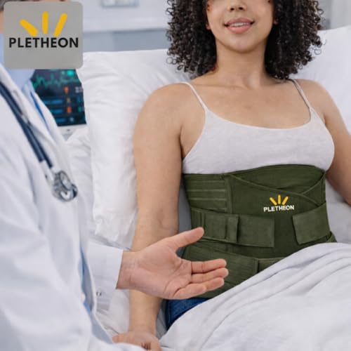 Image of PLETHEON 3-in-1 Post Pregnancy Abdominal Belt for Women - Post Delivery Belly, Waist & Pelvis Support Wrap | Tummy Compression Shapewear | Free Size 30-46 Inch | Polyester Spandex | Green