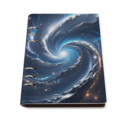 Carnet A5 en cuir synthétique avec classeur rechargeable de 90 feuilles motif galaxie