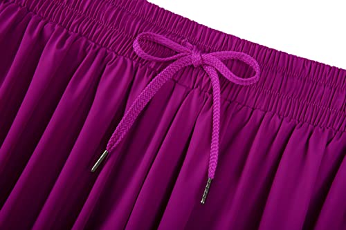 luogongzi 2 in 1 Flowy Shorts Womens Clothes Gym Yoga Athletic Workout Running Hiking Spandex Comfy Lounge Sweat Skirt Casual Summer (XL, Dark Pink)