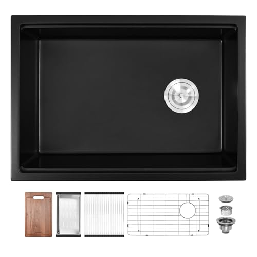 Davivy 27 Inch Black Granite Kitchen Sink Undermount