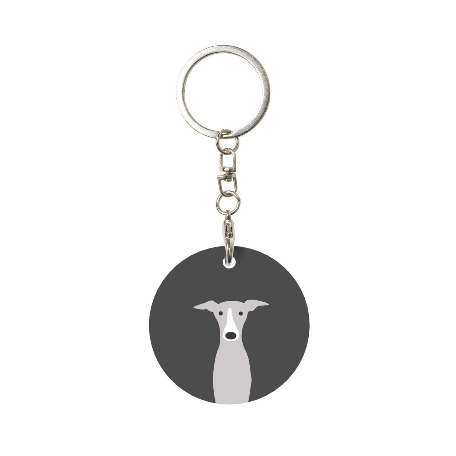 Tcoay Unisex As Picture 1 Pcs Round Metal Keychain,Key Chain Ring Holder,Mini Pendant Crafts,Mini Pendant Crafts,Greyhound Italian Cute Whippet Dog