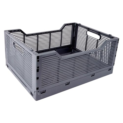 Homéa, Cagette Pliable Taille L 40X30Xh,17 cm Empilable Gris