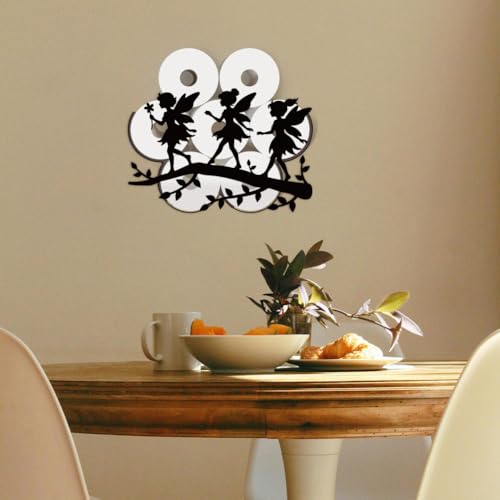 WADORN Unique Flower Fairy Toilet Paper Holder, Black Fairy on the Branch Wall Mounted Storage for Extra 8 Rolls Decorative Metal Toilet Paper Storage Organizer for Bathroom Home Office Farmhouse - Image 7