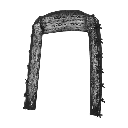 Women Long Sleeve Lace Shrug with Thumb Hole, Open Front Cut Out Bow Bolero Fishnet Shawl Arm Sleeves Cardigan2