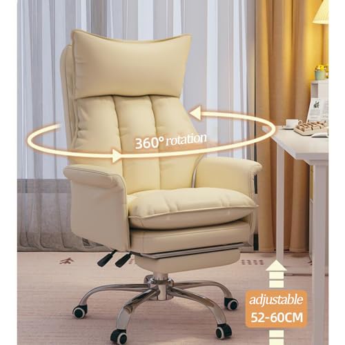 Poltrona da ufficio girevole con schienale reclinabile, morbida seduta per soggiorno, camera da letto, studio, gioco, ergonomica, confortevole