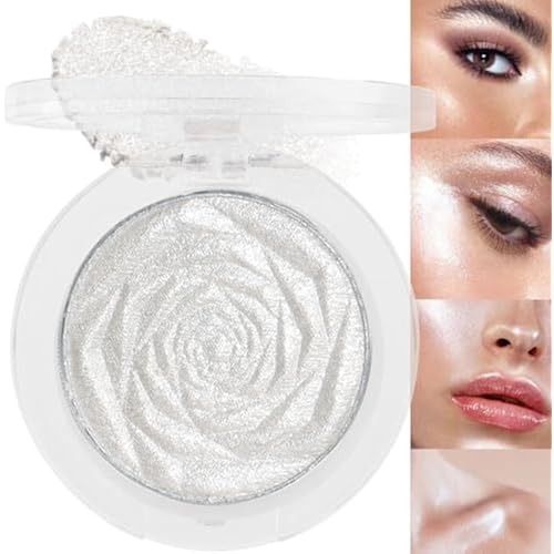 evpct Pearl White Silver Face Highlighter Makeup, White Shimmer Glitter Diamond Sparkly Highlighters Makeup Eyeshadow Palette Powder for Face Body Cheek Skin, inner Corner Eye Highlighter Make up 01