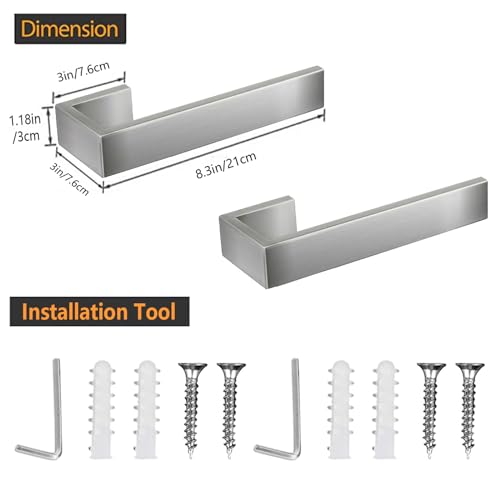 JOPOFI 8 inch Hand Towel Holder - Thicken Stainless Steel Towel Holder for Bathroom Wall, Rectangular Modern Design Towel Ring, Contemporary Hand Towel Rack - Brushed Nickel（2 Piece） by JOPOFI - Used condition - Image 6