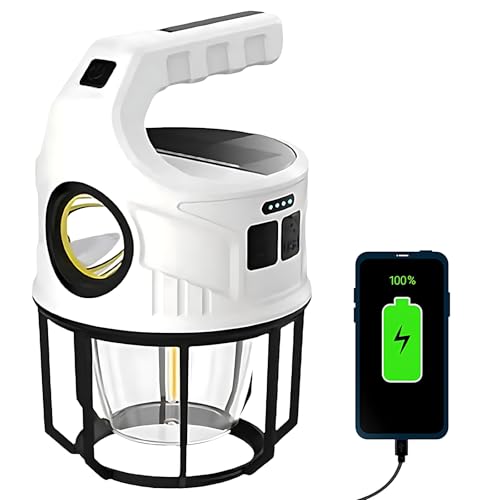 LED Camping Lantern, 500LM Rechargeable Electric Lantern for Outdoor Recreation | Solar & USB Powered Tent Light with Power Bank | IPX4 Waterproof Survival Gear for Camping, Hiking, & Home Emergency