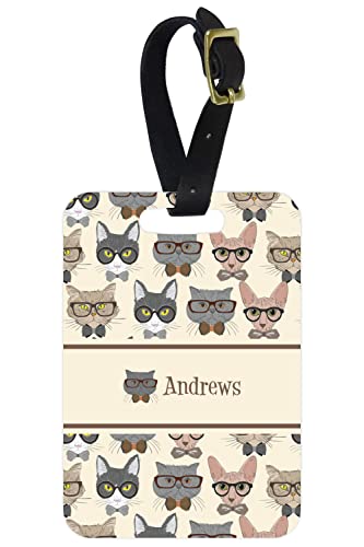Personalized Hipster Cats Metal Luggage Tag w/Name or Text