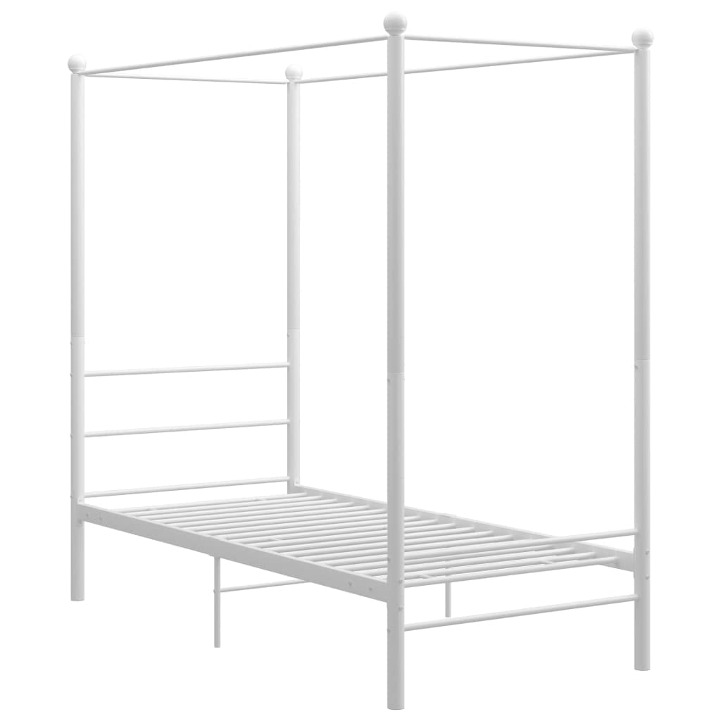 vidaXL Cadre de lit à baldaquin sans Matelas Blanc métal 90x200 cm