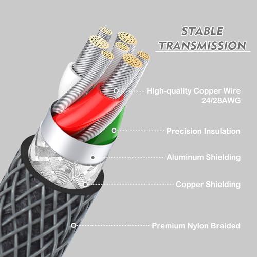Cable de teclado mecánico en espiral LexonElec tipo C a USB A para gaming gris 3