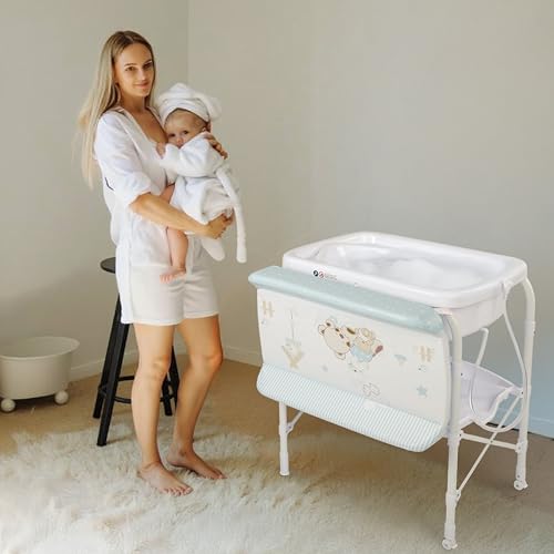 Miniatura 4 de Toral Bañera Cambiador Bebe Mueble Con Patas - Bañera Bebe Con Bandeja Separadora Y Ruedas Con Freno - Cambiador Con Medidor De Altura - Modelo Azul