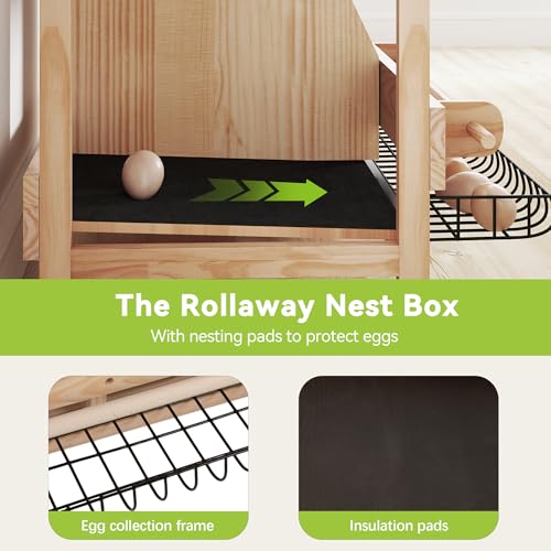 COZIWOW Chicken Nesting Box,Wooden Nesting Boxes for Chickens with Asphalt Roof,4 Compartments Laying Eggs Boxes for Hen,Duck,Poultry,Bird,Dove