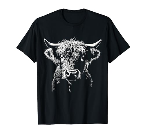 Vache Highland Art Portrait de ferme graphique Vache Highland T-Shirt