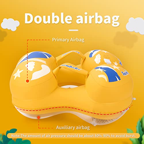Inflatable Baby Shoulder Pool Float with Canopy for Toddler Learn Swimming Training,30-70lbs Children,Sea Beach Pool (X-Large, Yellow)