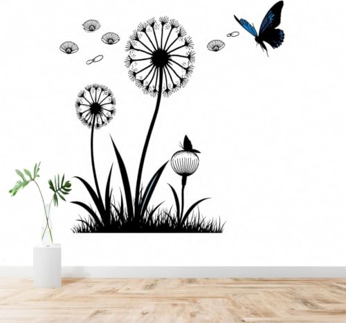 Papier peint texture soyeuse pissenlit noir et bleu 3D - 2