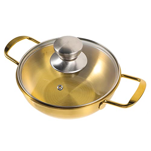 ifundom Stainless Steel Hot Pot with Cover Portable Cooking Pot for Outdoor Camping and Picnics Durable Scald Design Easy to Clean Non Stick Fry Pan