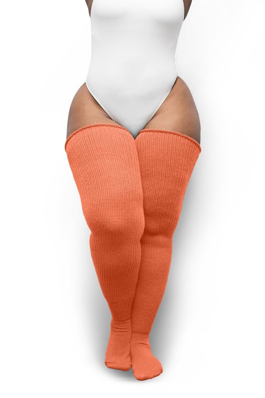 Image of Thunda Thighs Plus Size Thigh High Socks, Over the Knee High Boot Stockings Leg Warmers, Extra Long & Thick Socks
