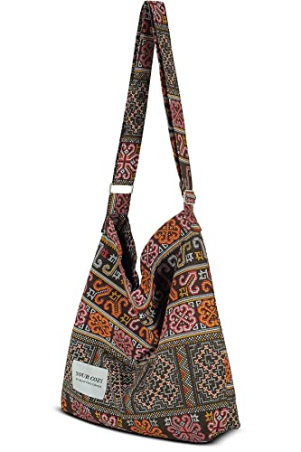 Image of Hobo Crossbody Bag for Women - Large Cotton Tote Shoulder Purse | Adjustable Strap