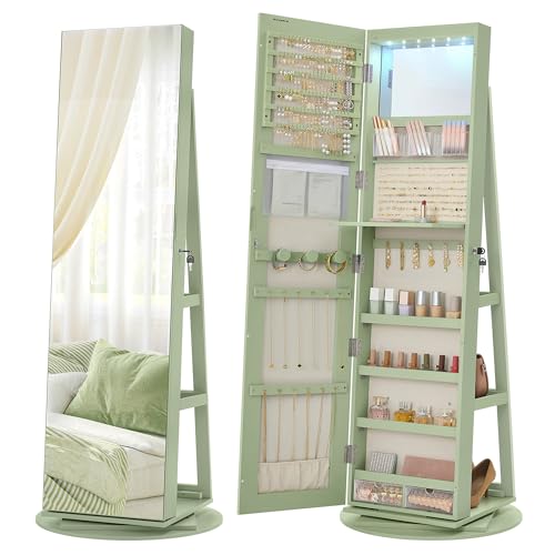 SONGMICS Lockable Jewelry Cabinet with Mirror and Shelves