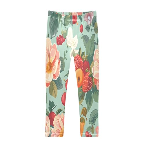 Bolaz Toddler Girls Leggings Printed Yoga Pants Leggings Fresh Flowers Strawberry for Kids