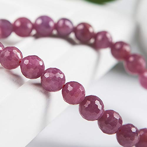 Stone-Beads 7Mm Red Natural Ruby Gemstone Crystal Faced Round Bead Stretch Woman Men Bracelet Aaaa #TOP3