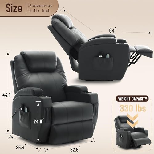 Sillón eléctrico reclinable para adulto negro miniatura 2