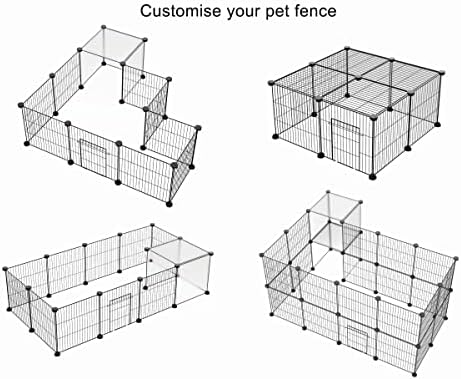 HOMIDEC Pet Playpen,Puppy Pen with Door,Encrypted Wire Mesh Cages14 Panels Indoor/Outdoor DIY Metal Pet Fence for Puppy,Rabbit,Kitten,Hamster,Guinea Pig,Turtle,Hedgehog.Black(140x70x35CM)