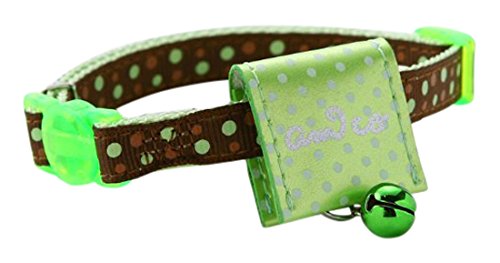 水玉キャットカラー ポーチ付き 色:815 グリーン