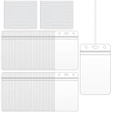 100 Pcs Clear Luggage Tags with Loop Straps Identification ID Card Badge Holder Bag Tags Holder for Business...