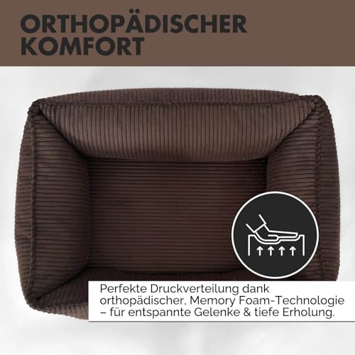 PAW WOW Anton Hundebett | Orthopädisches Hundebett | Hundekörbchen für kleine und mittelgroße Hunde (Braun, 85x65cm)