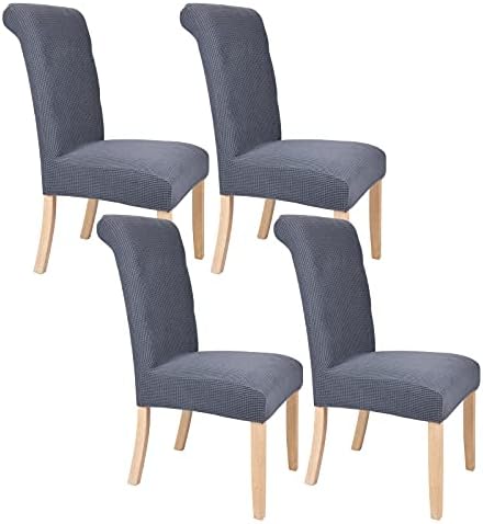 LIFE MAGIC Chair Covers for Dining Room Set of 4 Dark Grey Stretch Slipcovers Parsons Chairs Covers Kitchen Chair Covers