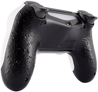 eXtremeRate Textured Black Comfortable Non-Slip Custom Back Housing, 3D Splashing Case Cover, Game Improvement Replacement Bottom Shell Compatible with ps4 Slim Pro Controller JDM-040/050/055 - 3