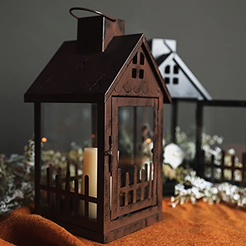 Lanternes à bougies en verre décoratives intérieures et extérieures en métal