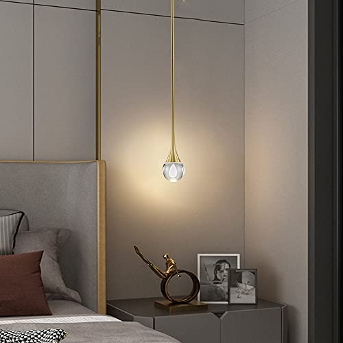 Wabon Pendant Light Fixtures 1-Light Mini Pendant Lighting For Kitchen，Gold Globe Pendant Led Light Fixture，Teardrop Crystal Pendant Light For Bedroom Dining Room Bar #TOP6