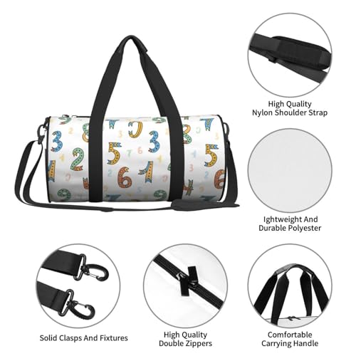 Large Duffle Bag for Travel - Math Number Print Cartoon Gym Bag for Women Men, Foldable Travel Bags for Women Men with Zippered Multiple Pockets3